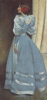 約翰 懷特 亞歷山大 格雷的肖像，穿灰色衣服的女士